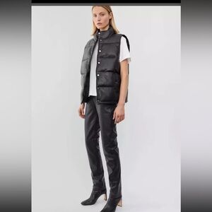 New Free People x Deadwood Vermont men unisex Vest sz small lambskin bla…